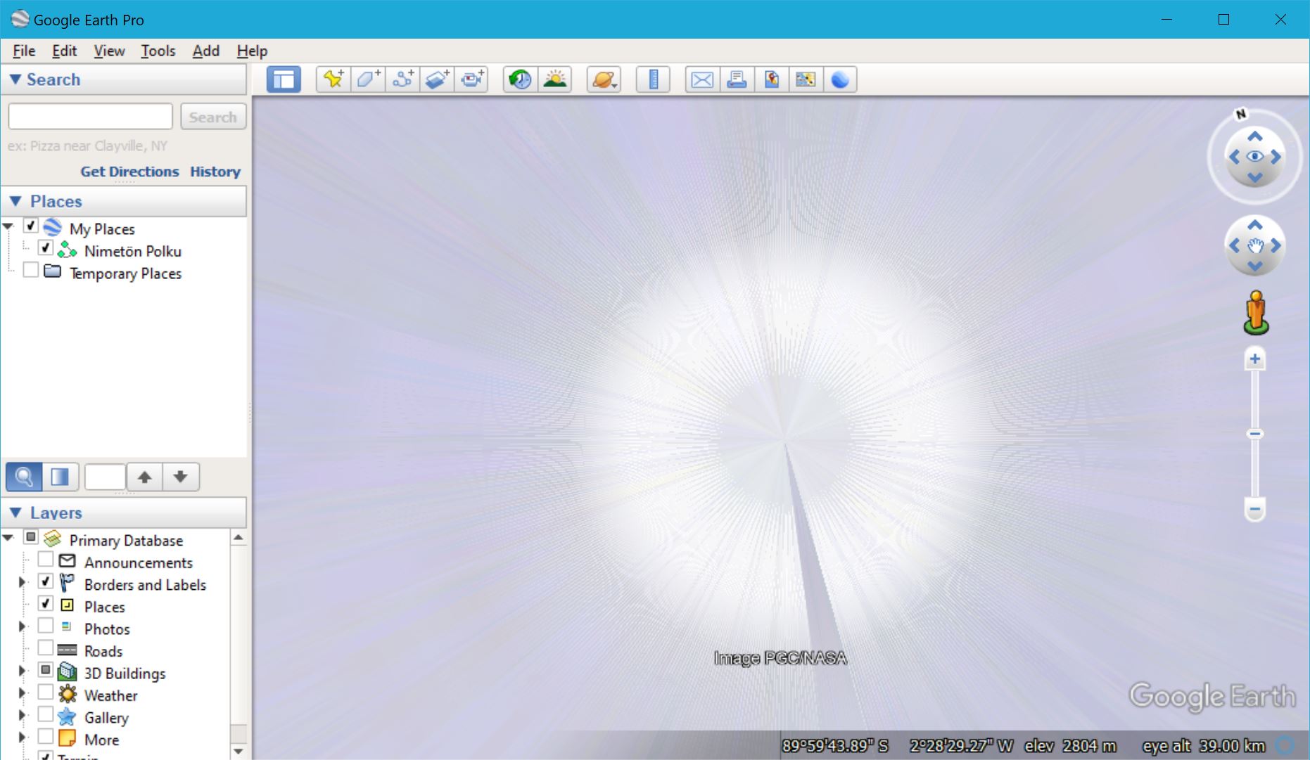 Google Earth Pro, polar artifacts